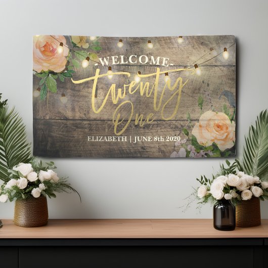 21. Geburtstagsparty Blume Banner