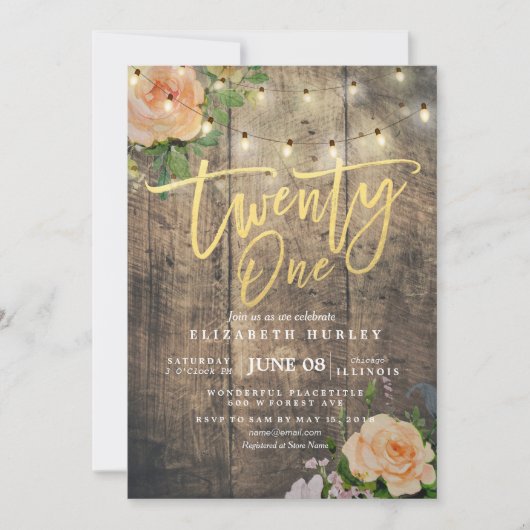 21. Geburtstagsparty Blume Einladung (Vorderseite)