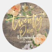 21. Geburtstagsparty Blume Runder Aufkleber (Vorderseite)