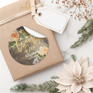 21. Geburtstagsparty Blume Runder Aufkleber