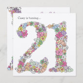 21. Geburtstagsparty der Mädchen Einladung (Vorne/Hinten)