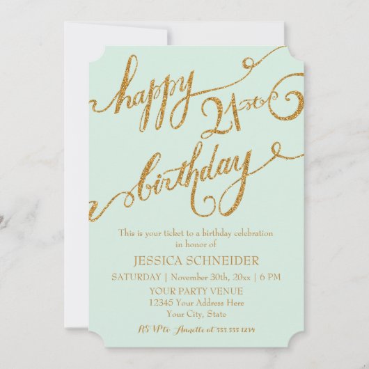 21. Geburtstagsparty Einladung (Vorderseite)