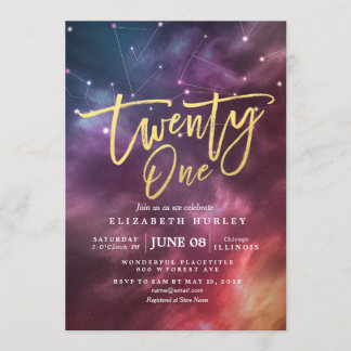 21 Geburtstagsparty Galaxy Constellations Einladung