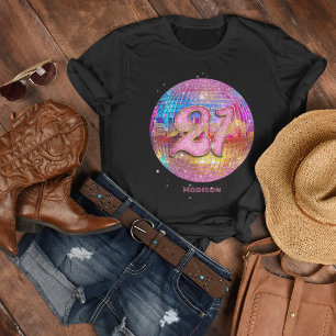 21. Geburtstagsparty Gold Rosa Glitter Disco Kugel T-Shirt