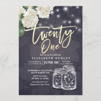 21 Geburtstagsparty Mason Jars String Lights Blume Einladung