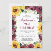 21. Geburtstagsparty Sonnenblume Einladung (Vorderseite)