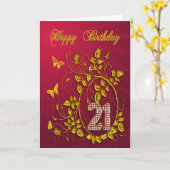 21. Geburtstagsschmetterlinge Karte (Gelbe Blume)