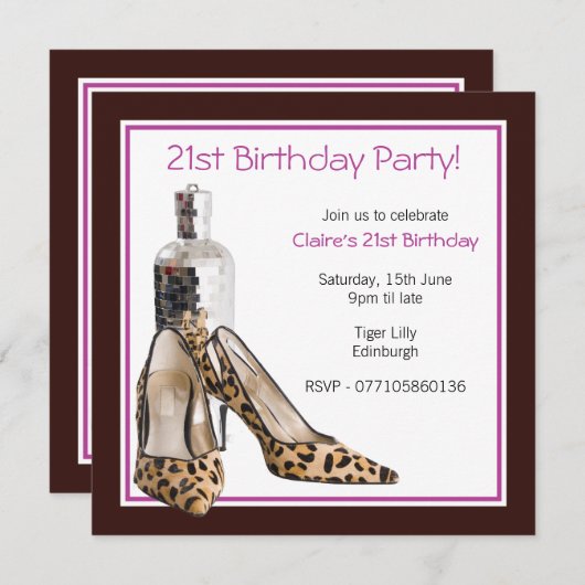 21. Geburtstagsschuhe Einladung (Vorne/Hinten)