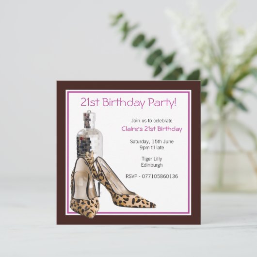 21. Geburtstagsschuhe Einladung (Stehend Vorderseite)