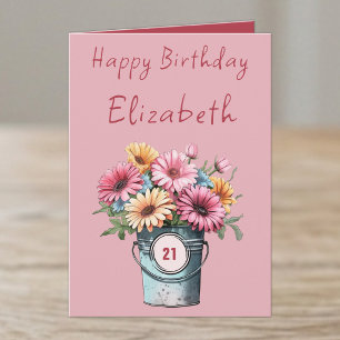 21. gerbera Blume nennen rosa Geburtstag Karte