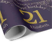21 Glitzer Gold Birthday Wrapping Paper Geschenkpapier (Rolleneckpunkt)