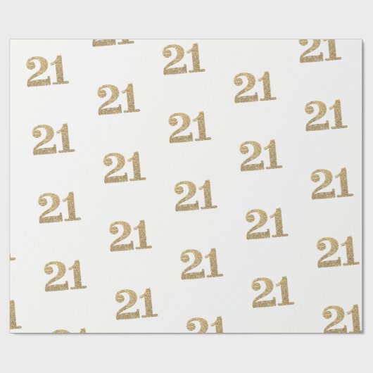 21 GOLD GLITZER NUMBER glamouröser funkelnd Geburt Geschenkpapier (Flach)