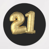 21 Goldballons Etiketten (Design 2)