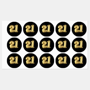 21 Goldballons Etiketten