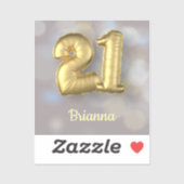 21 Goldballons mit Namen Aufkleber (Blatt)