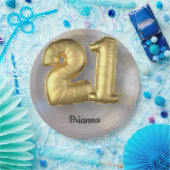 21 Goldballons mit Namen Pappteller (Party)