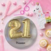21 Goldballons mit Namen Pappteller (Party)