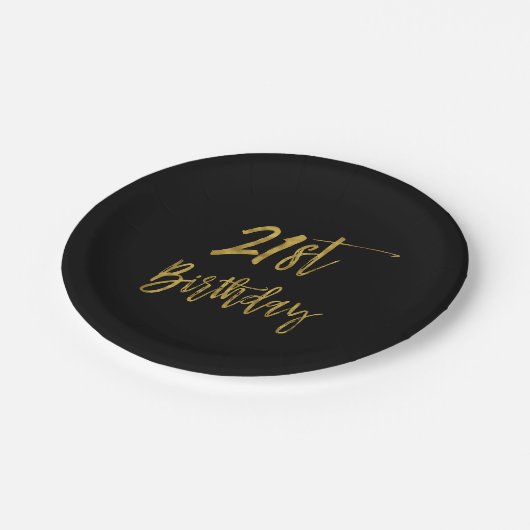 21. Goldfoto Geburtstag Pappteller (Schrägansicht)