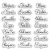 21 Guest First Names Modern Elegant Calligraphy Aufkleber (Vorderseite)
