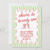 21. Handgezeichnete farbenfrohe Streifen zum Gebur Einladung (Vorderseite)