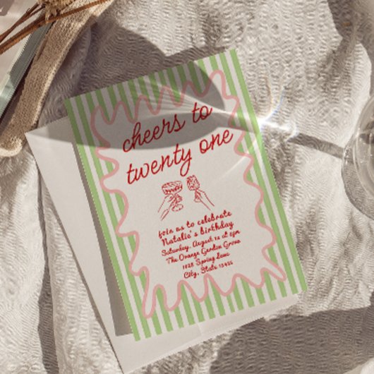 21. Handgezeichnete farbenfrohe Streifen zum Gebur Einladung