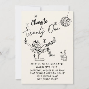 21. Handgezeichnetes Cowgirl Coastal Foto Geburtst Einladung