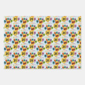 21. Happy Birthday Bright Typografy Balloons Geschenkpapier Set (Vorderseite)