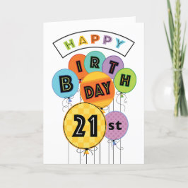 21. Happy Birthday Bright Typografy Balloons Karte