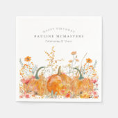 21. Happy Birthday Pumpkin Wildblume Custom Serviette (Vorderseite)