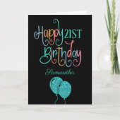 21. Happy Birthday Stilvolle Textname Farblich Karte (Vorderseite)