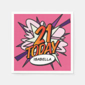 21 HEUTIGE Fun Retro Comic Buch Rosa Serviette (Vorderseite)