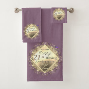 21. Hochzeitstag Brass Iolite Badhandtuch Set
