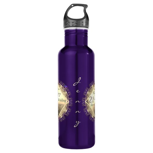 21. Hochzeitstag Brass Iolite Edelstahlflasche (Vorderseite)