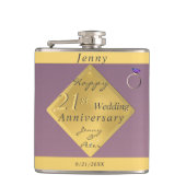 21. Hochzeitstag Brass & Iolite Flachmann (Vorderseite)