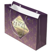 21. Hochzeitstag Brass und Iolite Große Geschenktüte (Vorderseite Schrägansicht)