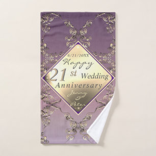 21. Hochzeitstag Brass und Iolithetuch Badhandtuch Set