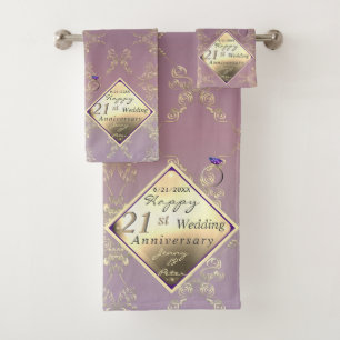 21. Hochzeitstag Brass und Iolithetuch Badhandtuch Set