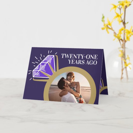 21. Hochzeitstag jetzt dann Fotokarte Karte (Gelbe Blume)