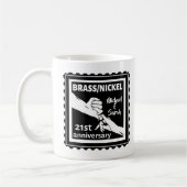21. Hochzeitstag Messing Nickel traditionell Kaffeetasse (Links)