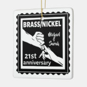 21. Hochzeitstag Messing Nickel traditionell Keramikornament (Links)