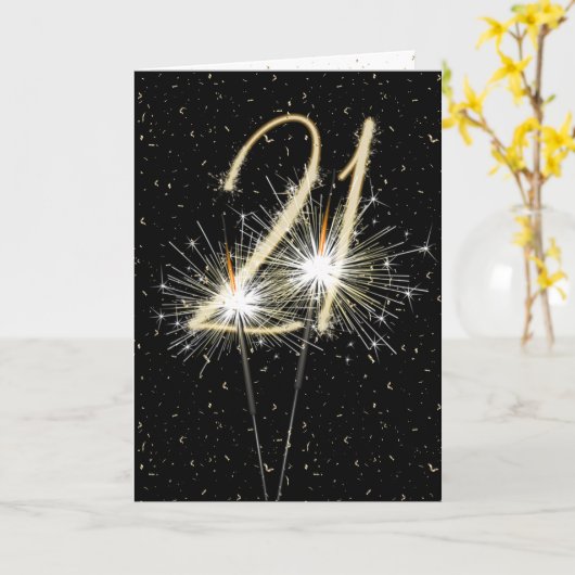 21. Hochzeitstag Sparkler Karte (Gelbe Blume)