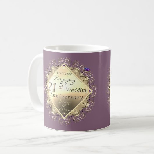 21. Hochzeitstag Tasse Brass Iolite (Vorderseite Links)
