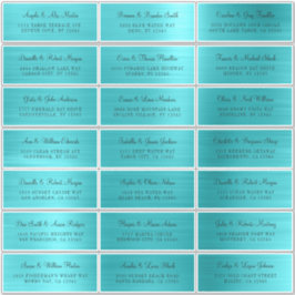 21 individuelle türkisfarbene Blue-Address-Labels Aufkleber