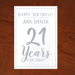 21 Jahre alt. Stilvolles Design. Folienkarte
