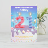 21 Jahre alte Happy Birthday Card (Stehend Vorderseite)
