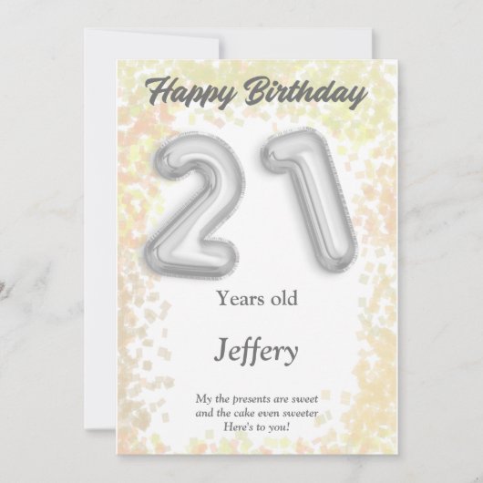 21 Jahre alte Happy Birthday Card (Vorderseite)