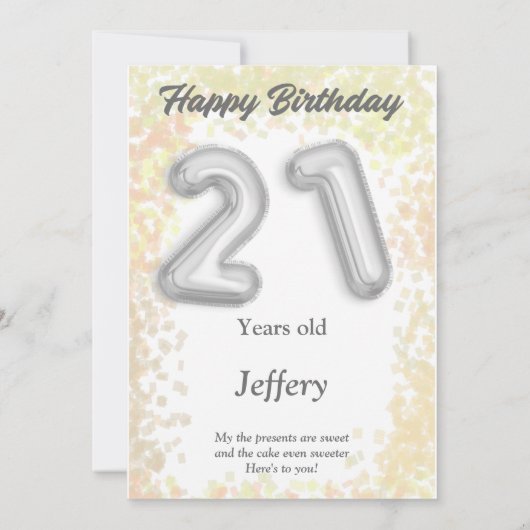 21 Jahre alte Happy Birthday Card (Rückseite)