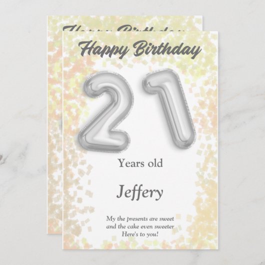21 Jahre alte Happy Birthday Card (Vorne/Hinten)