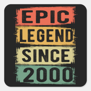 21 Jahre alter Tag 2000 Epische Legende 21. Geburt Quadratischer Aufkleber