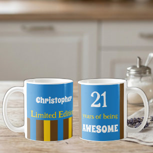 21 Jahre großartig Name blau braun Kaffeetasse